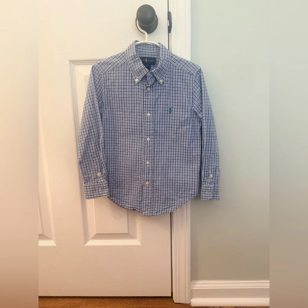 Ralph Lauren Long Sleeve Gingham Seersucker Shirt - size 5